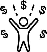 Person Celebrating with Money Rain concept as A person celebrating as money rains down on them with a blank background offering space for text or design elements vector