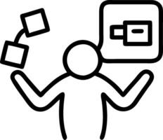 Person holding a brainstorming bubble map with a laptop and smartphone with copy space. concept as A person holding a brainstorming bubble map with a laptop and vector