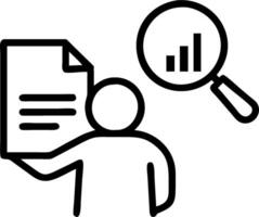 Person holding a magnifying glass with documents and graphs with copy space. concept as A person holding a magnifying glass with documents and graphs symbolizing vector