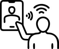 Person interacting with a holographic interface and virtual charts with copy space. concept as A person interacting with a holographic interface and virtual char vector