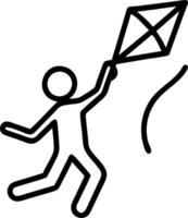 Person jumping with a kite against blue sky with copy space. concept as A person jumping joyfully while holding a kite against a clear blue sky symbolizing freed vector