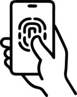 Person Scanning Fingerprint on Phone concept as A person scanning their fingerprint for mobile banking on their smartphone with a clean background providing spac vector