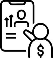 Person Reviewing Investment Portfolio on Phone concept as A person reviewing their investment portfolio using a financial app on their phone with a plain backgro vector