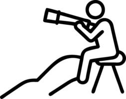 Person sitting on a hilltop with a telescope overlooking the countryside with copy space. concept as A person sitting on a hilltop with a telescope overlooking t vector