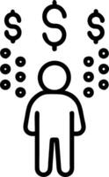 Person Showered in Coins concept as A person being showered in gold coins with a clean background providing ample space for text or graphics symbolizing prosperi vector