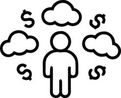 Person Surrounded by Money Clouds concept as A person surrounded by clouds of money with a plain background providing ample space for text or graphics symbolizin vector