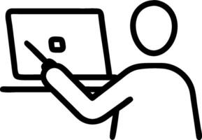 Person using a laptop with a digital whiteboard and stylus with copy space. concept as A person using a laptop with a digital whiteboard and stylus symbolizing i vector
