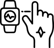 Person using a smartwatch and a digital health interface symbolizing digital health adoption in double exposure with copy space. concept as A person using a smar vector