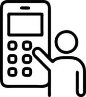 Person Using Savings Calculator on Phone concept as A person using a savings calculator on their phone with a plain background offering ample space for text or g vector