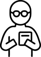 Person with Book and Reading Glasses for Library Service concept as A person holding a book and wearing reading glasses set against a clean background offering s vector