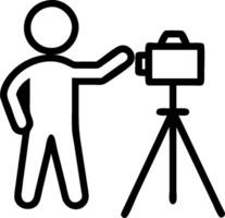 Person with Camera and Tripod for Photography Service concept as A person holding a camera and tripod set against a clean background offering space for text or g vector