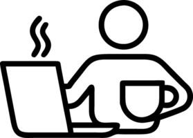 Person with coffee cup laptop and smartphone overlay symbolizing American work from home lifestyle in double exposure with copy space. concept as A person intert vector