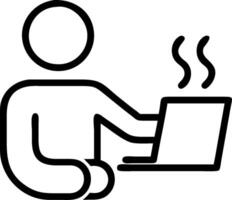 Person with coffee cup laptop and smartphone overlay symbolizing American work from home lifestyle in double exposure with copy space. concept as A person intert vector