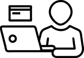 Person with Credit Card and Laptop concept as A person using a credit card and laptop for financial services set against a plain background with space for text o vector