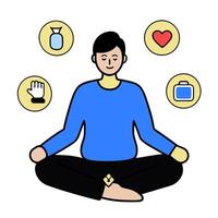Person with digital wellness tracker and tech overlay symbolizing wellness focused smart living in double exposure with copy space. concept as A person intertwin vector