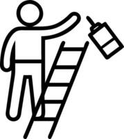 Person with Ladder and Paint Can for Home Painting Service concept as A person holding a ladder and paint can set against a clean background offering space for t vector