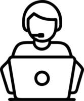Person with Laptops and Friendly Tech Support concept as A person providing tech support with a friendly attitude holding a laptop set against a blank background vector