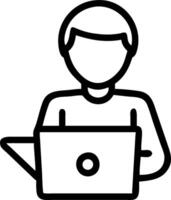 Person with Laptops and Friendly Tech Support concept as A person providing tech support with a friendly attitude holding a laptop set against a blank background vector