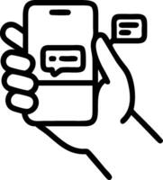Person with Magic Phone and Floating Messages concept as A person holding a magic phone with floating messages set against a clean background providing space for vector
