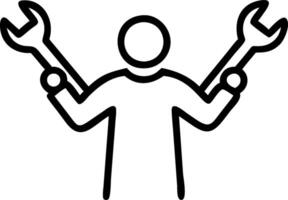 Person with Magic Tools and Floating Wrenches concept as A person holding magic tools with floating wrenches set against a blank background offering space for te vector