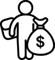 Person with Money Backpack concept as A person with a backpack overflowing with money set against a blank background with ample space for text or design elements vector