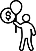 Person with Money Balloon concept as A person holding a balloon made of money with a plain background providing ample space for text or graphics symbolizing fina vector