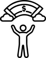 Person with Money Rainbow concept as A person standing under a rainbow made of money with a plain background offering ample space for text or graphics symbolizin vector