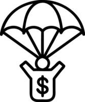 Person with Money Parachute concept as A person using a parachute made of money set against a clean background with ample space for text or design elements symbo vector