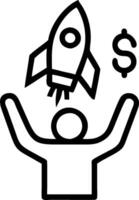 Person with Money Rocket concept as A person holding a rocket made of money set against a clean background with ample space for text or design elements symbolizi vector