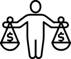 Person with Money Scales concept as A person holding scales balanced with money set against a blank background providing space for text or graphics symbolizing f vector