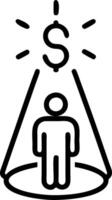 Person with Money Spotlight concept as A person standing in a spotlight made of money set against a clean background providing ample space for text or graphics s vector