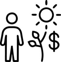Person with Money Tree and Solar Symbols concept as A person standing with a money tree and solar energy symbols set against a clean background with ample space vector