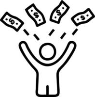 Person with Money Shower concept as A person enjoying a shower of money set against a blank background with ample space for text or design elements symbolizing j vector