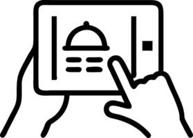 Person with Tablet and Booking System for Hospitality Service concept as A person using a tablet with a booking system set against a blank background providing s vector