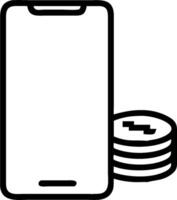 Phone and Coins on White Surface concept as A smartphone and digital coins placed on a white surface providing ample space for text or additional design elements vector