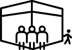 Pilgrims and Kaaba concept as Pilgrims walking around the Kaaba with ample copy space symbolizing the sacred journey and unity of Eid Al Adha. in Photo Stock Con vector