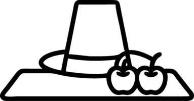 Pilgrim hat and apples on a table with copy space. concept as A table featuring a Pilgrim hat and apples symbolizing Thanksgiving tradition with plenty of blank vector