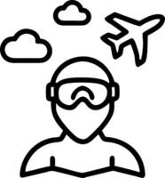 Pilot with Aviator Goggles and Map in Floating Airship concept as Mid shot of a pilot with aviator goggles and a map navigating a floating airship. The scene inc vector
