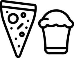 Pizza slice and a beer glass symbolizing casual pub food with ample space for text. concept as A pizza slice and a beer glass representing casual pub food and dr vector