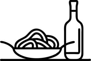 Plate of spaghetti and a wine bottle symbolizing Italian dining with ample space for text. concept as A plate of spaghetti and a wine bottle representing the ess vector