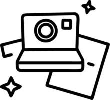 Polaroid Camera with Obsolete Certificate and Instant Photos concept as A Polaroid camera with an obsolete certificate and instant photos set against a dreamy ba vector
