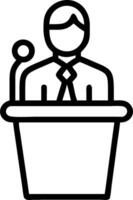 Politician with Microphone and Podium concept as An image of a politician with a microphone and podium set against a whimsical background offering ample space fo vector