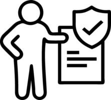 Policy Maker with Document and Shield concept as An image of a policy maker with a document and shield set against a whimsical background offering ample space fo vector