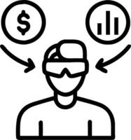 Portfolio manager using VR technology for stock valuation visualization concept as A portfolio manager in a modern office using VR technology to visualize stock vector