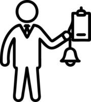 Principal with Clipboard and Bell in Fantasy School Office concept as Long shot of a principal holding a clipboard and a bell in a fantasy school office. The bac vector
