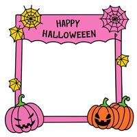 Pumpkin and Spider Web Border with Happy Halloween Wording concept as A spooky border frame featuring pumpkins and spider webs perfect for Halloween celebrations vector