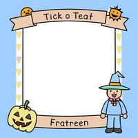Pumpkin Patch and Scarecrow Border with Trick or Treat Wording concept as A charming border frame featuring a pumpkin patch and scarecrow perfect for Halloween t vector