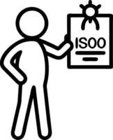 Quality Systems Manager with ISO9001 Certificate and Plan concept as An image of a quality systems manager with an ISO9001 certificate and plan set against a whi vector