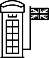 Red telephone booth and a Union Jack symbolizing heritage and communication with ample space for text. concept as A red telephone booth next to a Union Jack flag vector