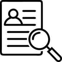 Resume and magnifying glass icon with copy space on a white background concept as A illustration of a resume and magnifying glass icon with ample copy spa vector
